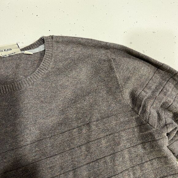 Naketano Men's Knit Pullover Sweater Striped Crew Neck Logo Cotton Size Medium - Picture 9 of 11